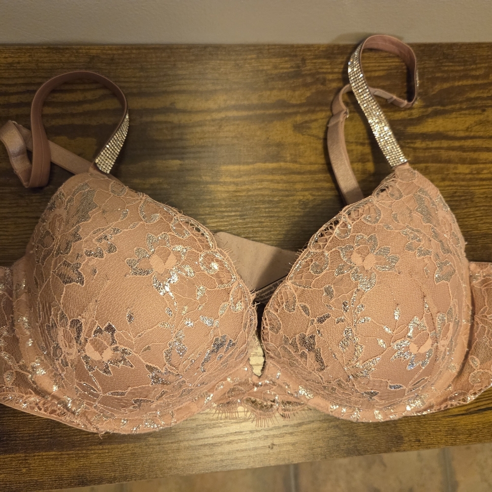 Victoria's Secret Lace Embellished Bra in Blush
